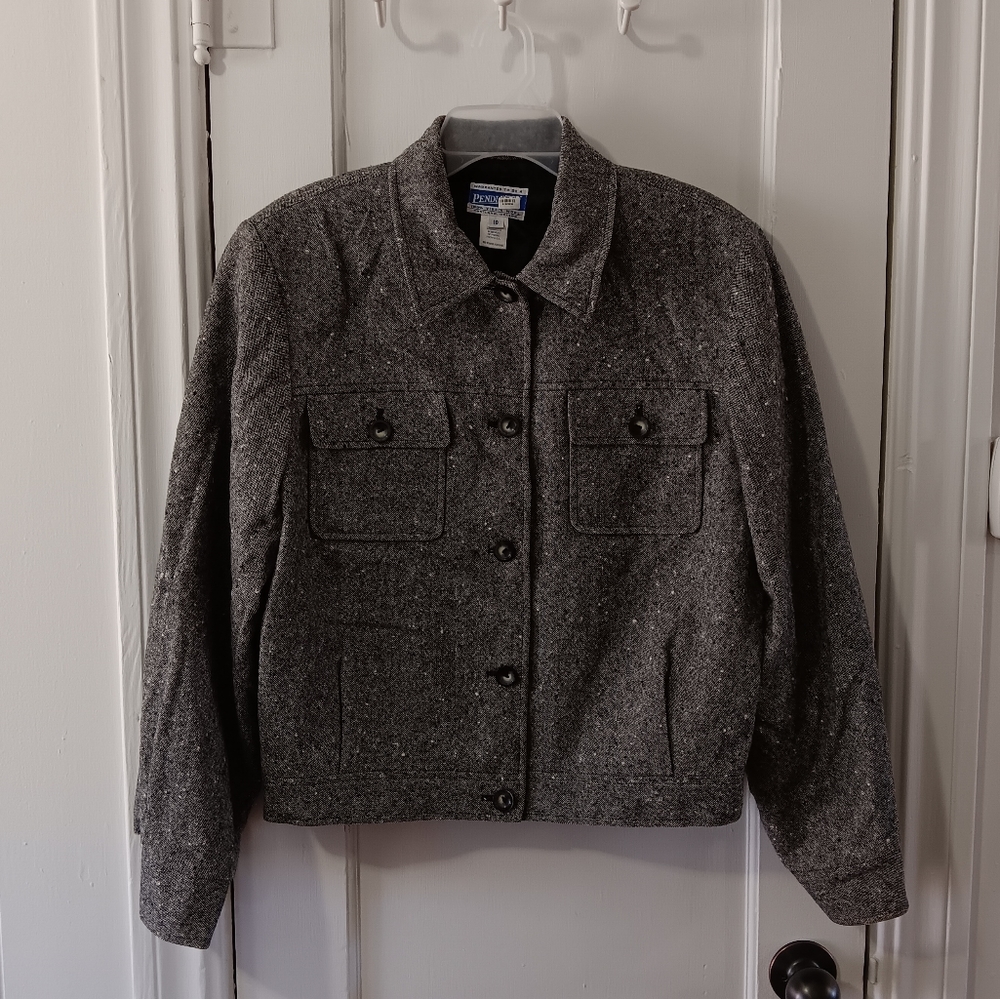 Vintage Pendleton 100% Virgin Wool Bomber Jacket Women's Size 10